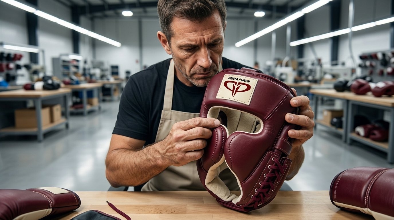 OEM Boxing Headgear Manufacturing Quality Control Inspection