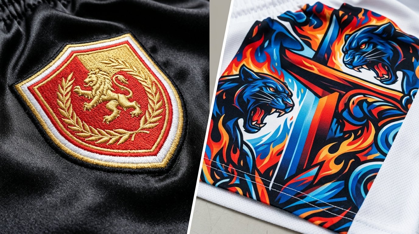 Boxing shorts embroidery tackle twill vs sublimation printing