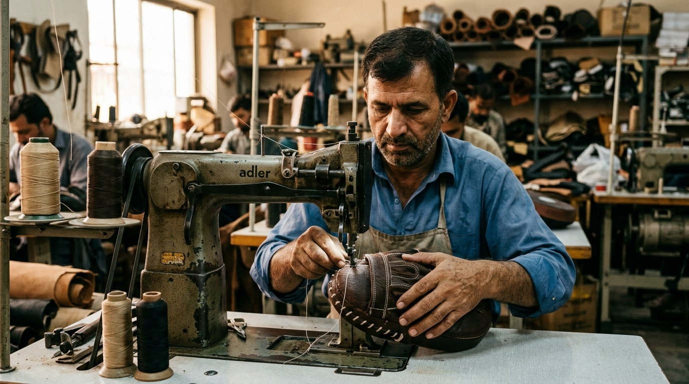 Factory craftsman precision stitching focus mitts leather